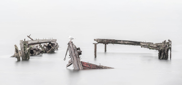 Nigel Northwood: Perched on a wreck at Pin Mill - 20